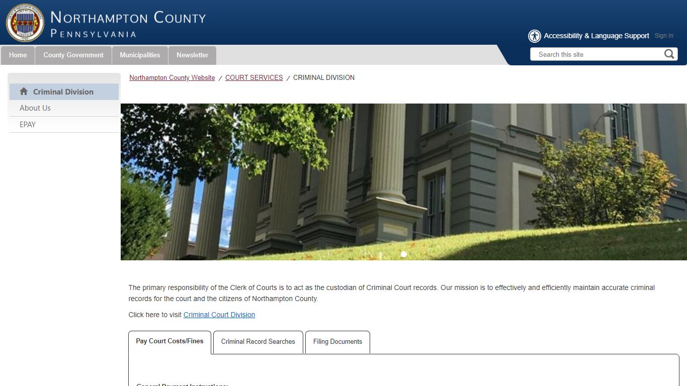 Criminal Division Home Page - Northampton County, Pennsylvania