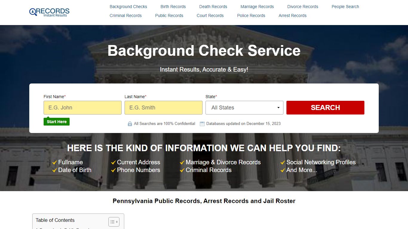 Pennsylvania Public Records, Arrest Records and Jail Roster - Criminal ...