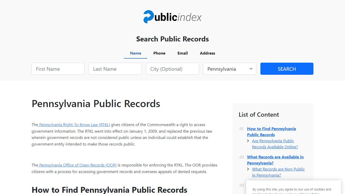 Pennsylvania Public Records Online - ThePublicIndex